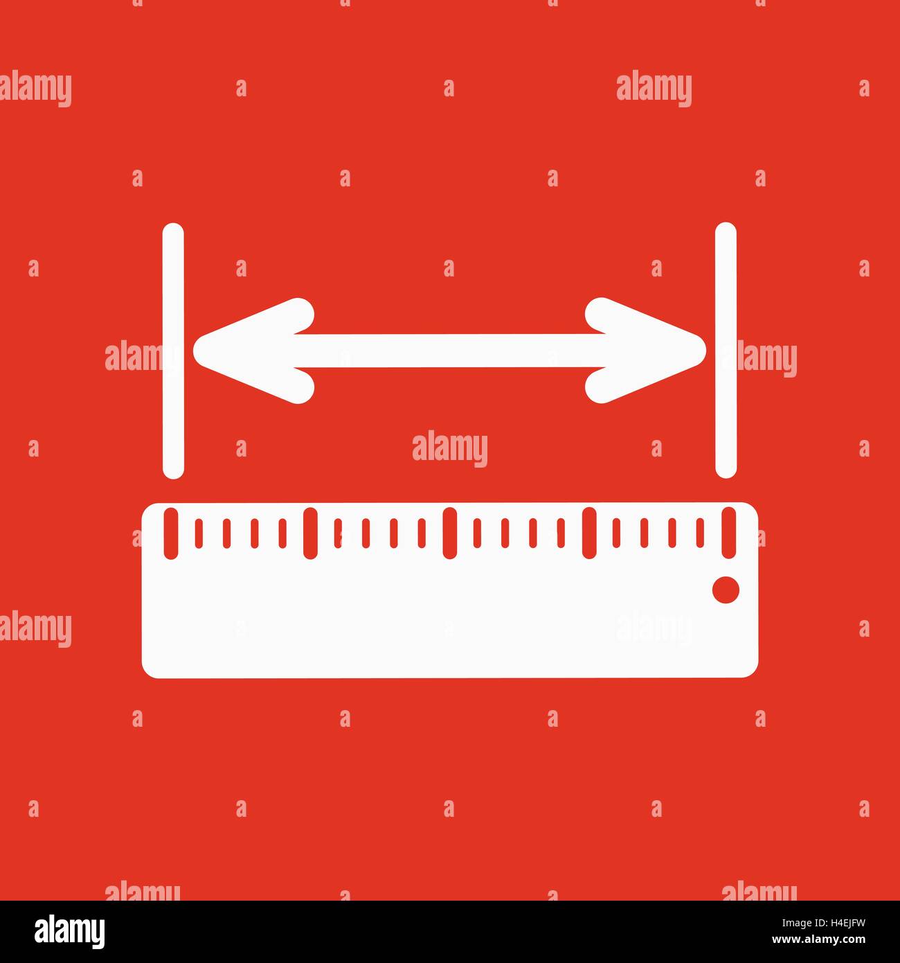 La misura della larghezza e la relativa icona. Righello e righello, simbolo di scala. Appartamento Illustrazione Vettoriale