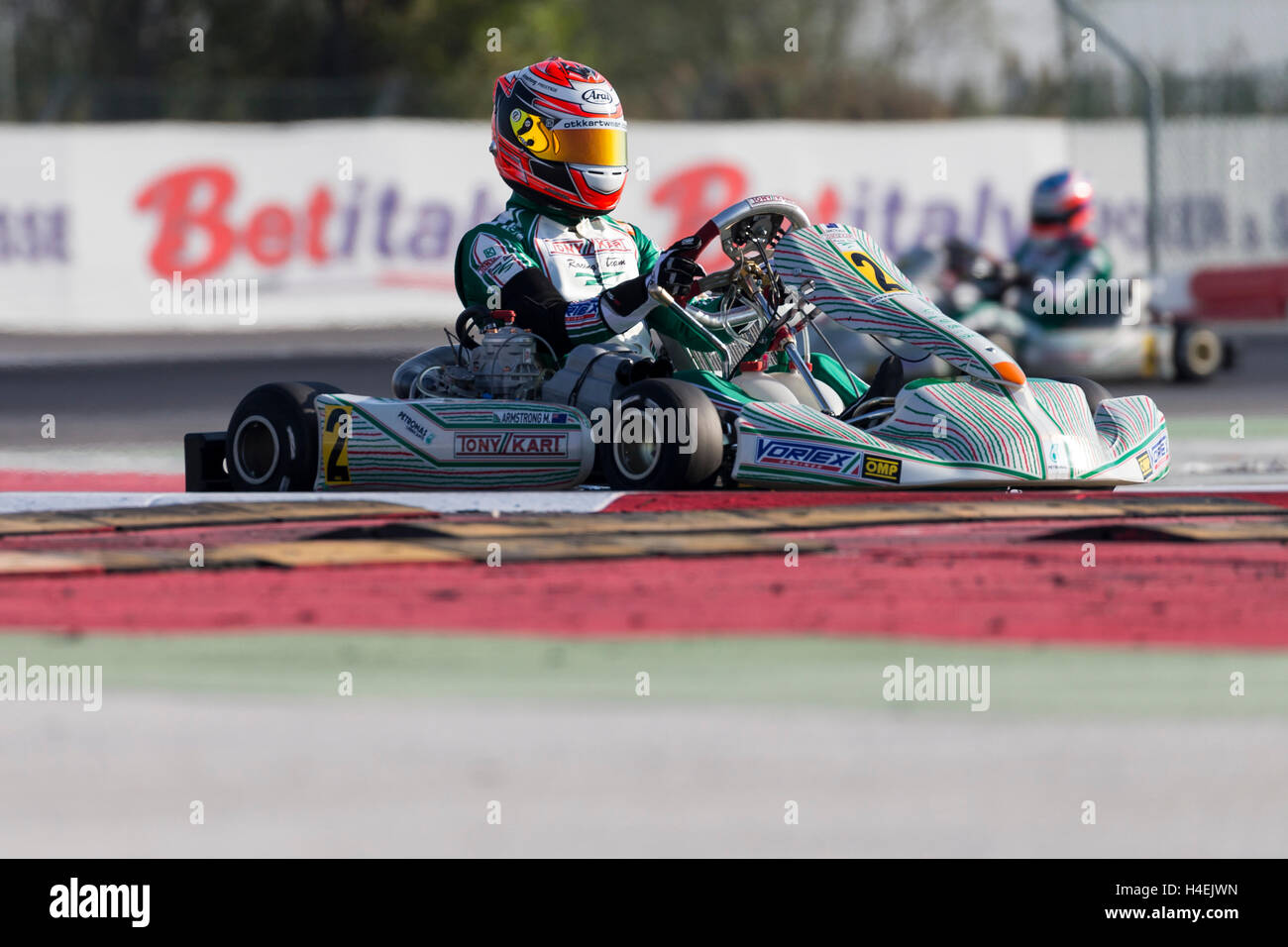 Adria, Rovigo (Italia) - Ottobre 1, 2016: Tony Kart Racing Team, pilotato da Armstrong Marcus durante eliminatorie calore nel WSK Foto Stock