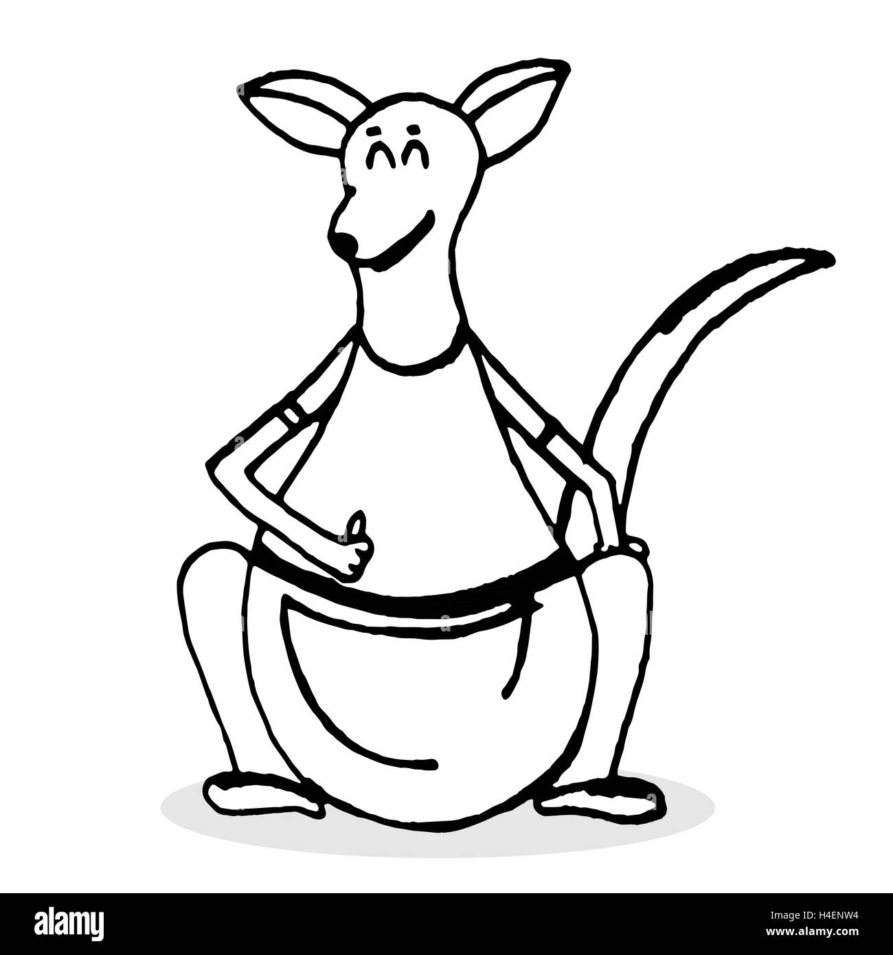 Kangaroo mano bozzetto. Australia kangaroo isolato. Illustrazione Vettoriale Foto Stock