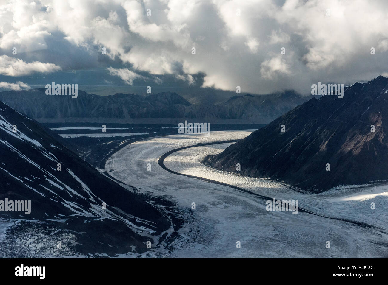 La gamma della montagna di Denali vista aerea, Parco Nazionale di Denali, Alaska Foto Stock