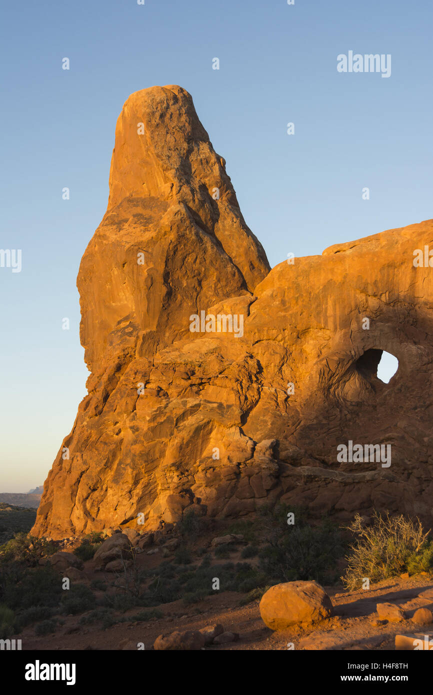 Utah, il Parco Nazionale di Arches, Windows sezione, torretta Arch Foto Stock