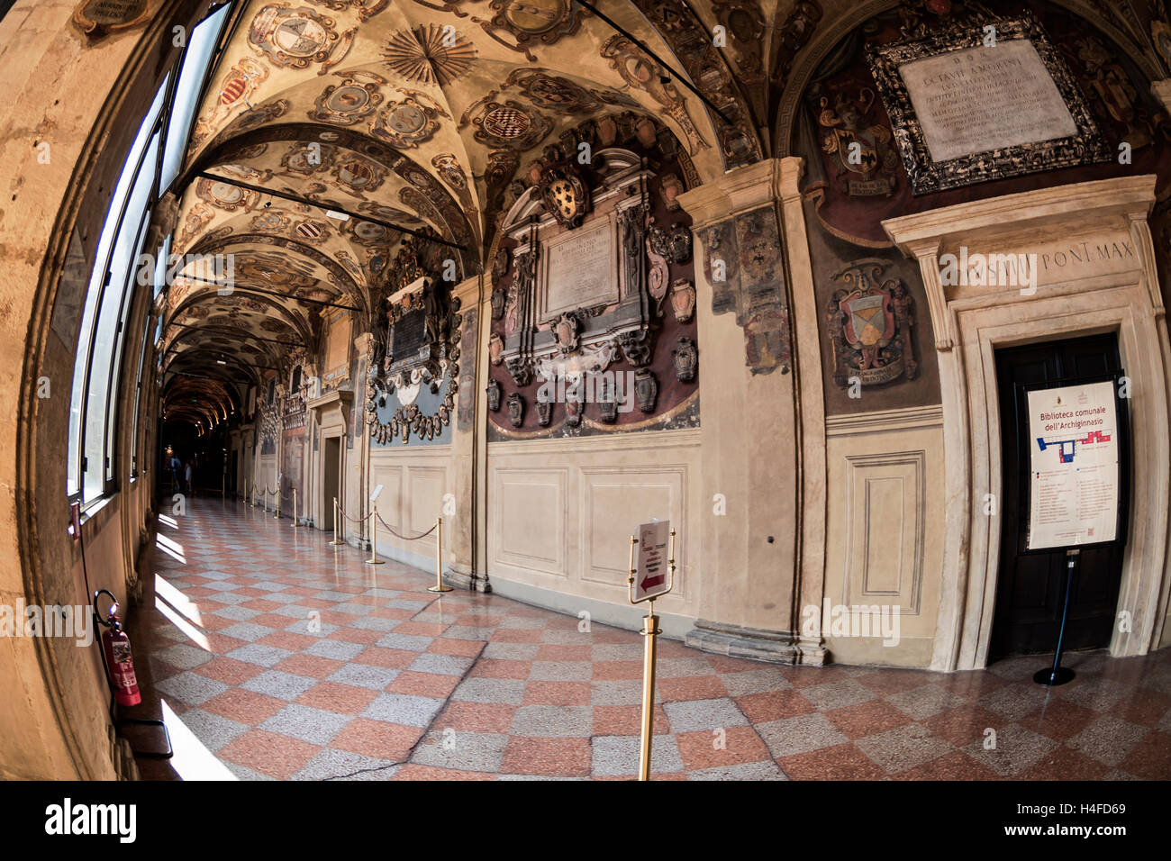 Archiginnasio di Bologna all'interno, l'Università di Bologna, Italia, Europa Foto Stock