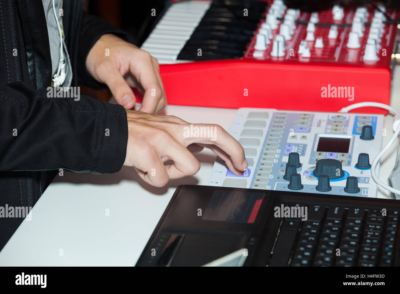 Console di mixaggio close up Foto Stock