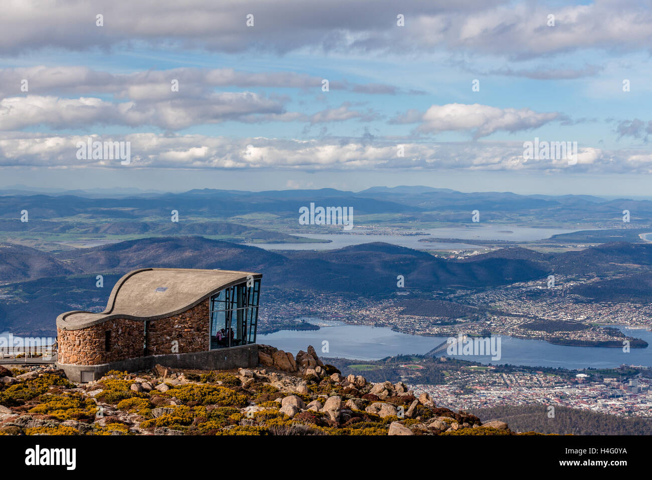 Il monte Wellington struttura Belvedere che domina la città di Hobart, Tasmania, Australia Foto Stock