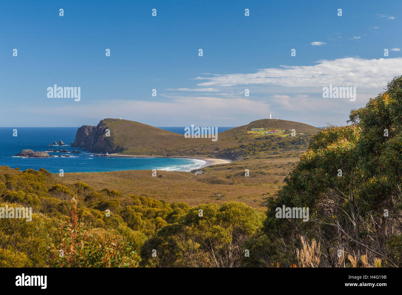 South Bruny National Park e il faro. Isola di Bruny, Tasmania, Australia Foto Stock