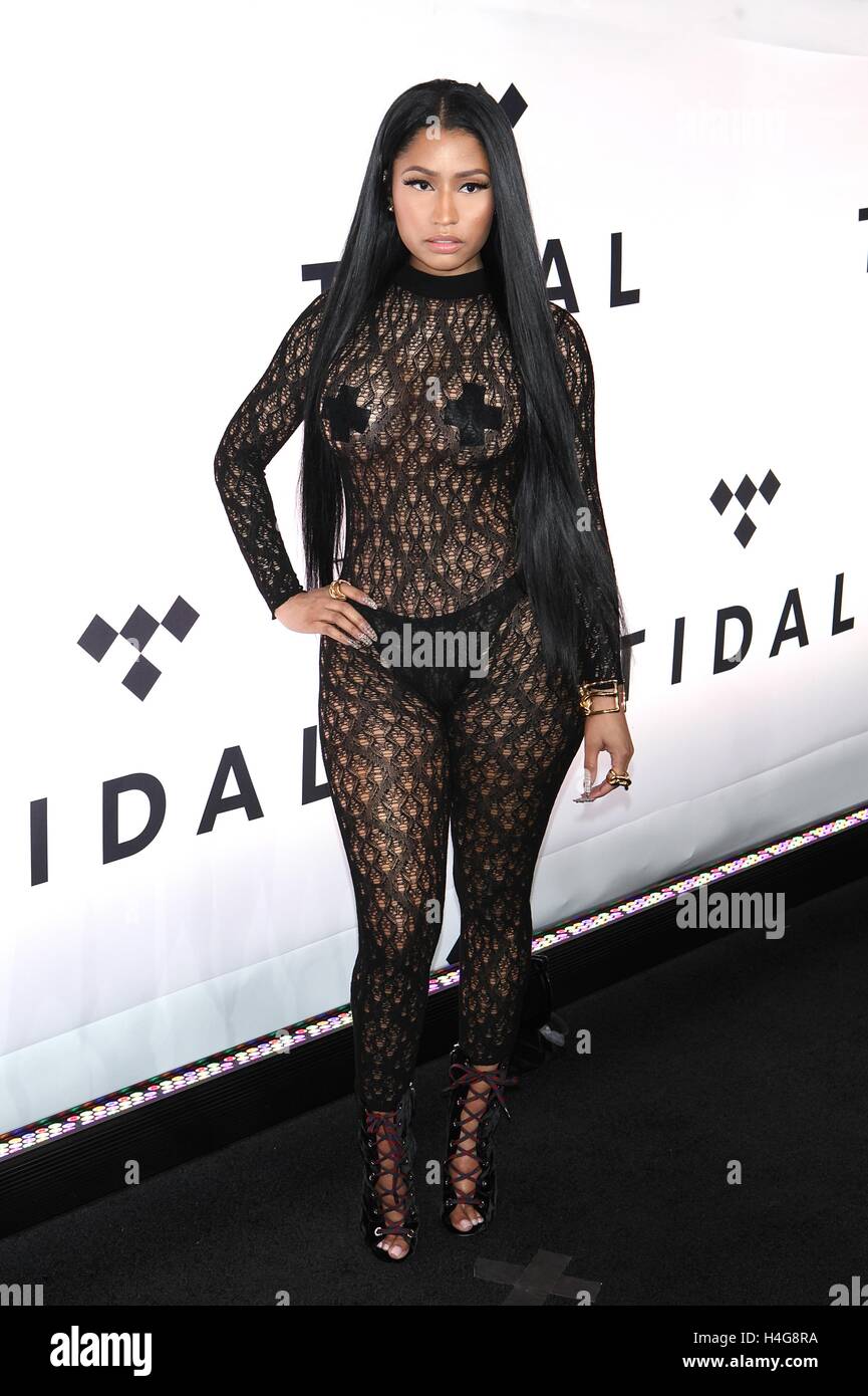 New York, NY, STATI UNITI D'AMERICA. 15 ottobre, 2016. Nicki Minaj assiste tidal di seconda annuale Festival filantropica, TIDAL X: 1015 in collaborazione con Robin Hood presso Barclays Center su ottobre 15, 2016 a New York City. Credito: Diego Corredor/media/punzone Alamy Live News Foto Stock