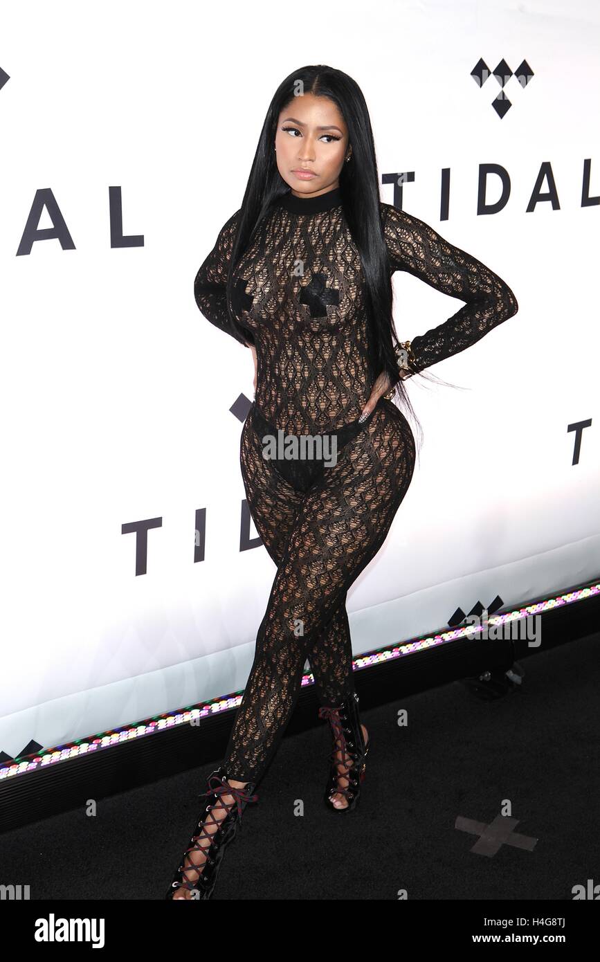 New York, NY, STATI UNITI D'AMERICA. 15 ottobre, 2016. Nicki Minaj assiste tidal di seconda annuale Festival filantropica, TIDAL X: 1015 in collaborazione con Robin Hood presso Barclays Center su ottobre 15, 2016 a New York City. Credito: Diego Corredor/media/punzone Alamy Live News Foto Stock