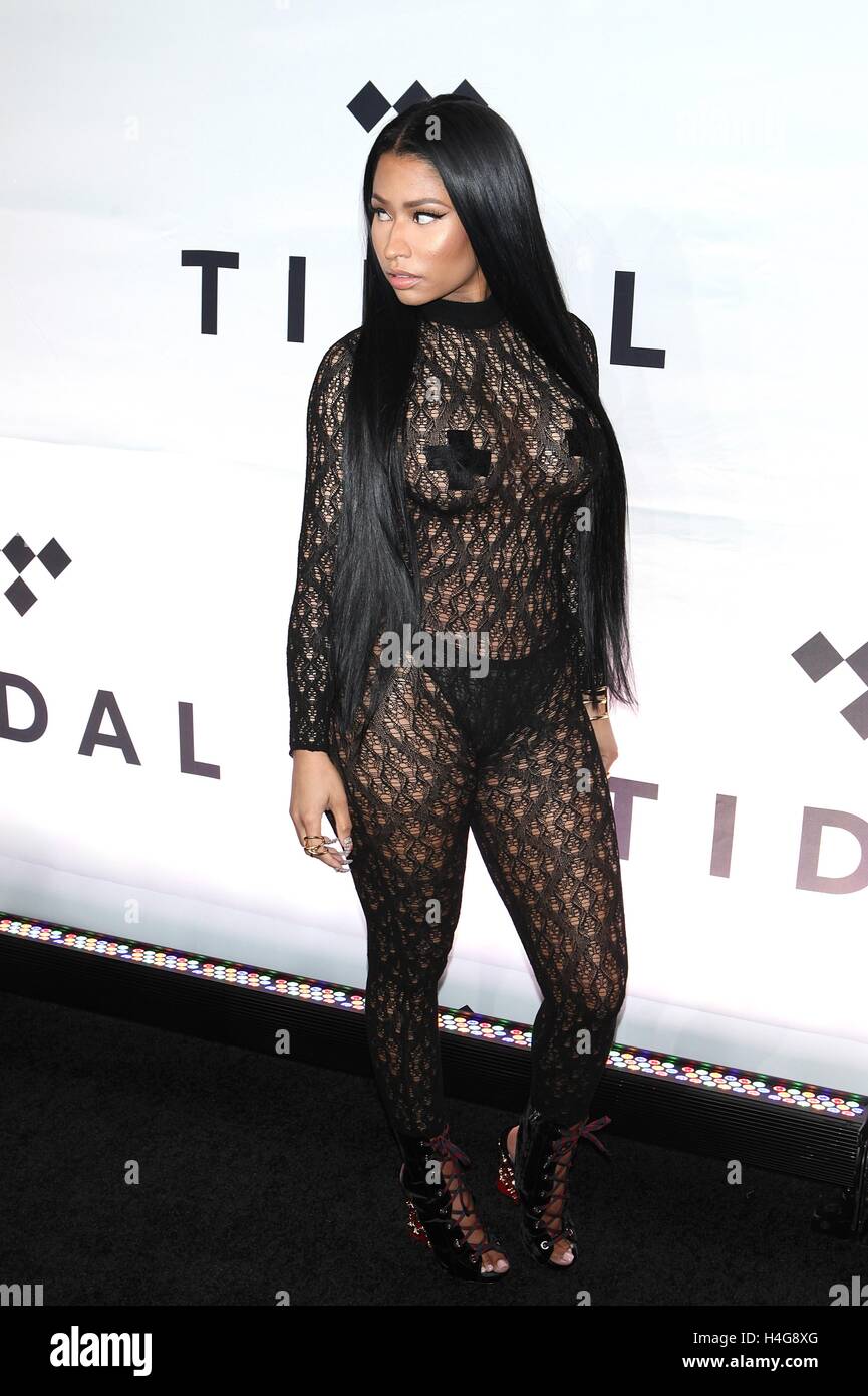 New York, NY, STATI UNITI D'AMERICA. 15 ottobre, 2016. Nicki Minaj assiste tidal di seconda annuale Festival filantropica, TIDAL X: 1015 in collaborazione con Robin Hood presso Barclays Center su ottobre 15, 2016 a New York City. Credito: Diego Corredor/media/punzone Alamy Live News Foto Stock