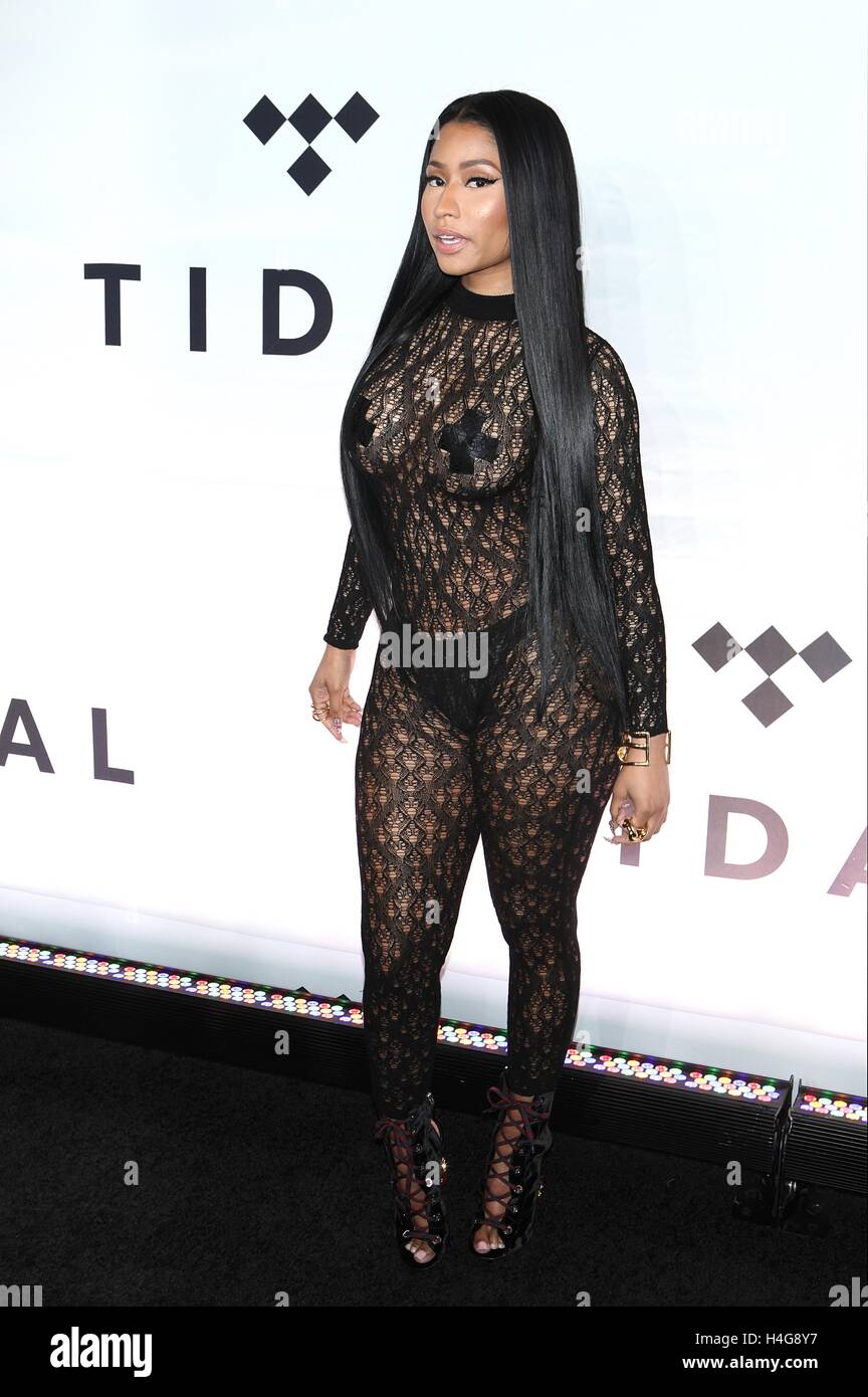 New York, NY, STATI UNITI D'AMERICA. 15 ottobre, 2016. Nicki Minaj assiste tidal di seconda annuale Festival filantropica, TIDAL X: 1015 in collaborazione con Robin Hood presso Barclays Center su ottobre 15, 2016 a New York City. Credito: Diego Corredor/media/punzone Alamy Live News Foto Stock