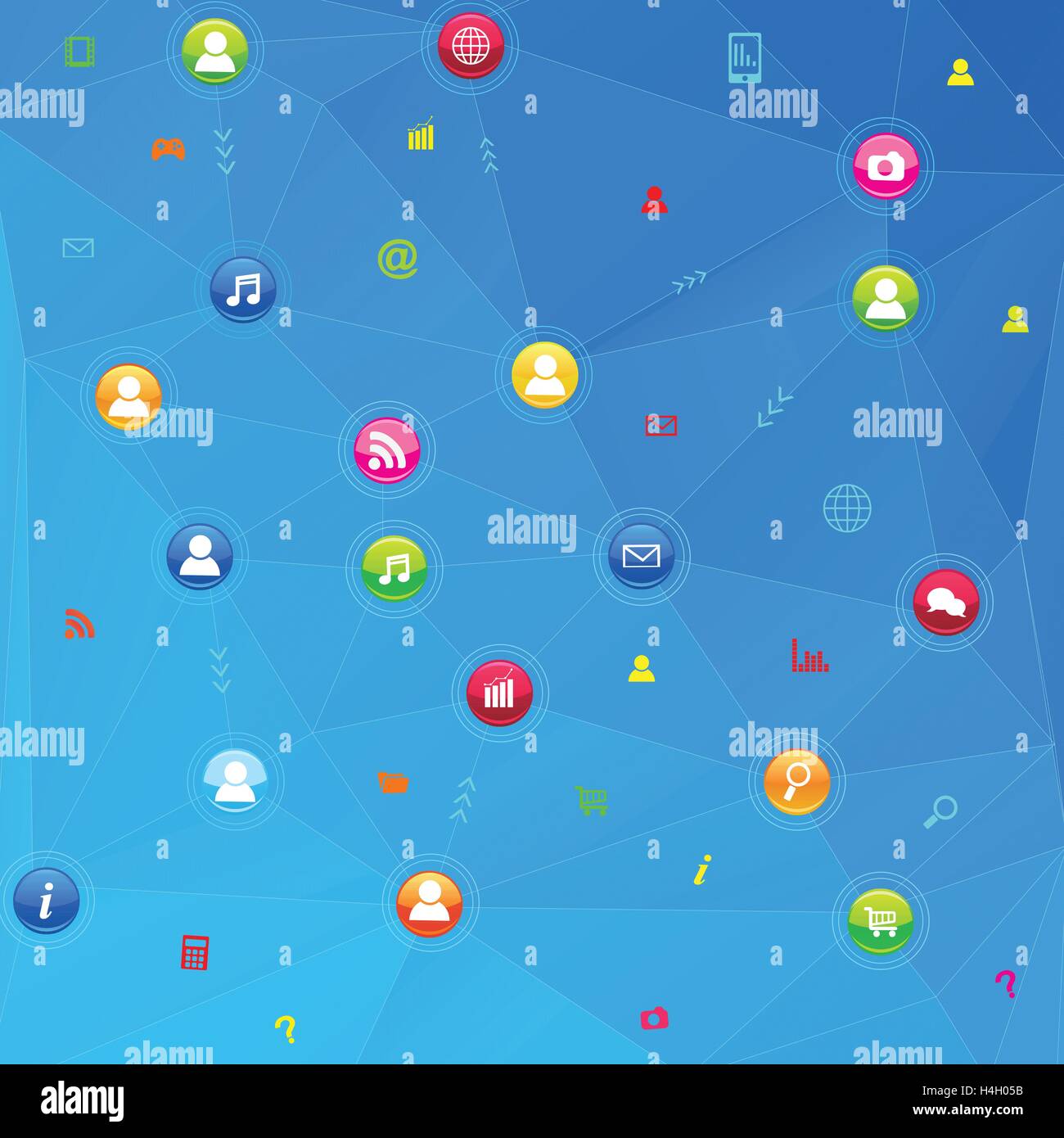 Il social network di comunicazione globale di reti di computer Illustrazione Vettoriale