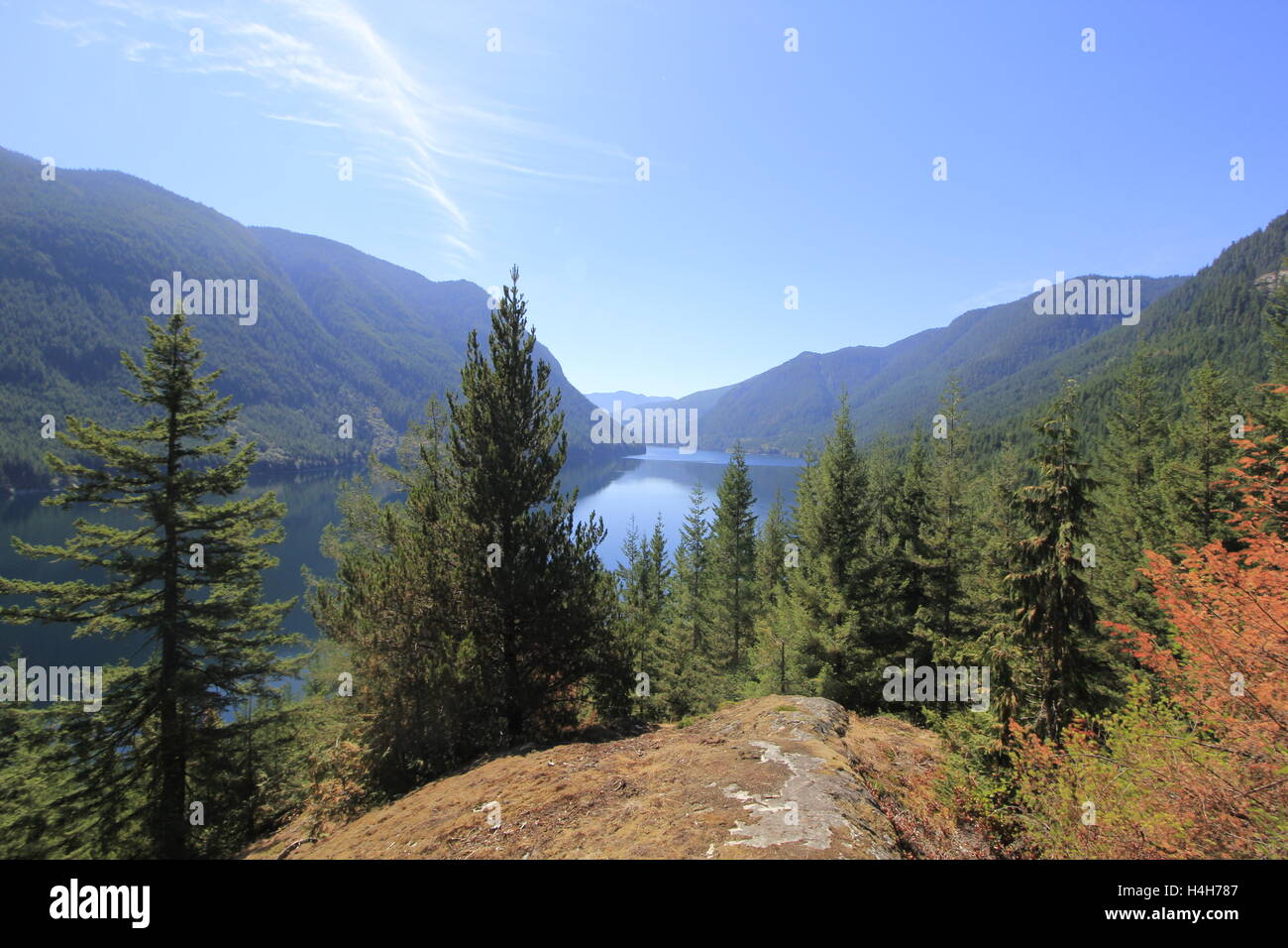Vista del paesaggio del fiume Chehalis, nella British Columbia, Canada Foto Stock
