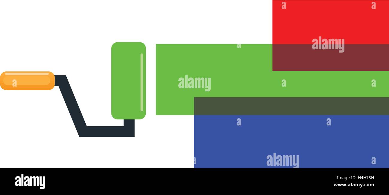 Spazzola a rullo e il colore RGB. Illustrazione Vettoriale