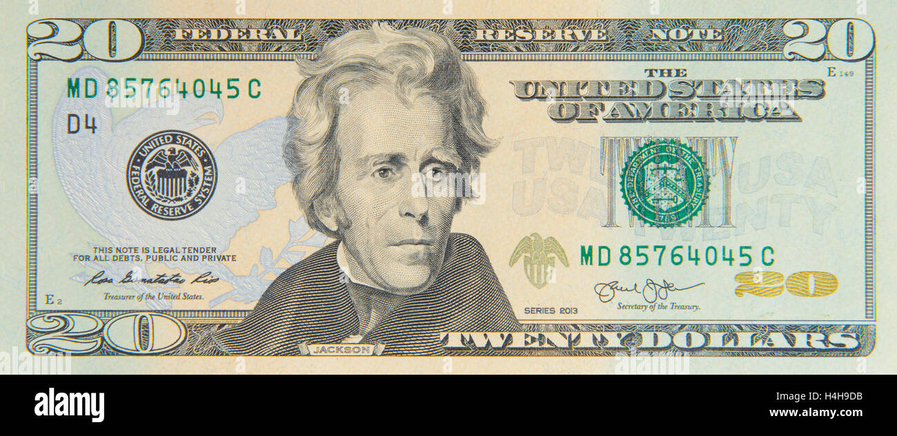 Venti dollaro americano Bill Foto Stock