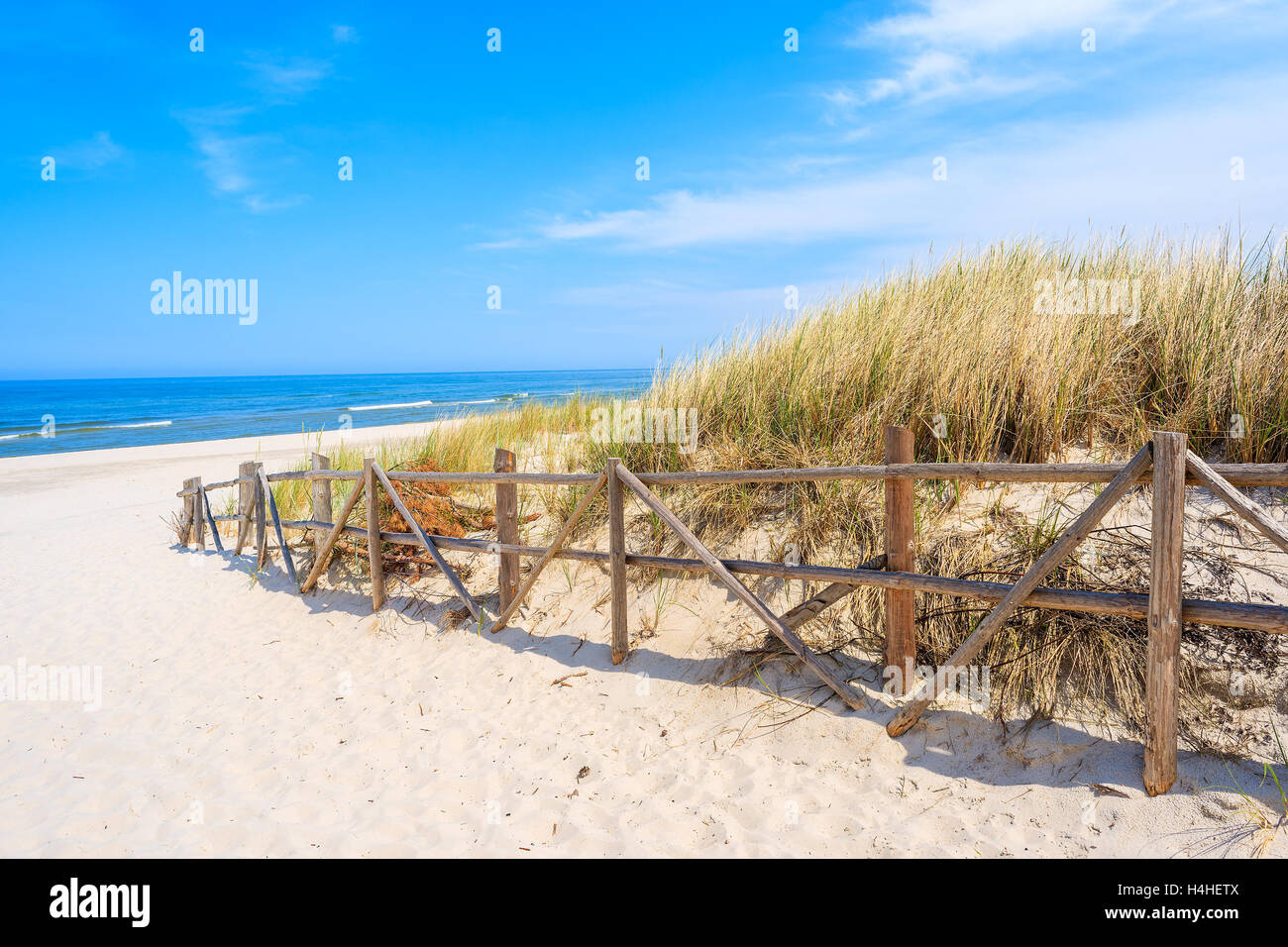 Ingresso alla spiaggia sabbiosa di Lubiatowo, Mar Baltico, Polonia Foto Stock