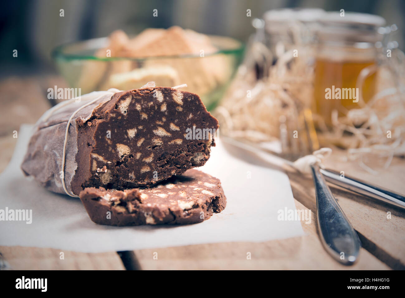 Salumi tipici italiani cioccolato dolce Foto Stock