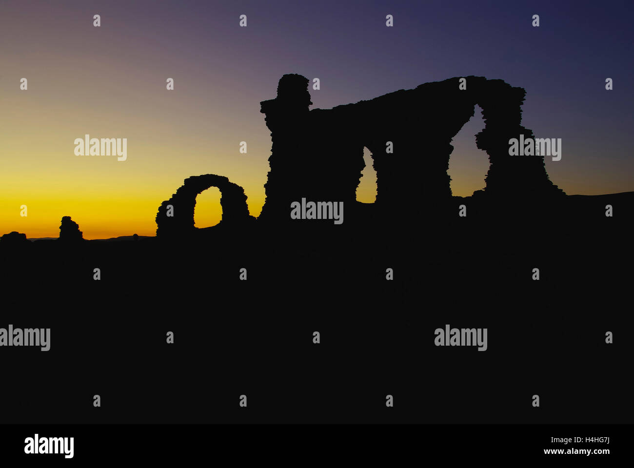 Castell Dinas Bran rovina al tramonto, Foto Stock