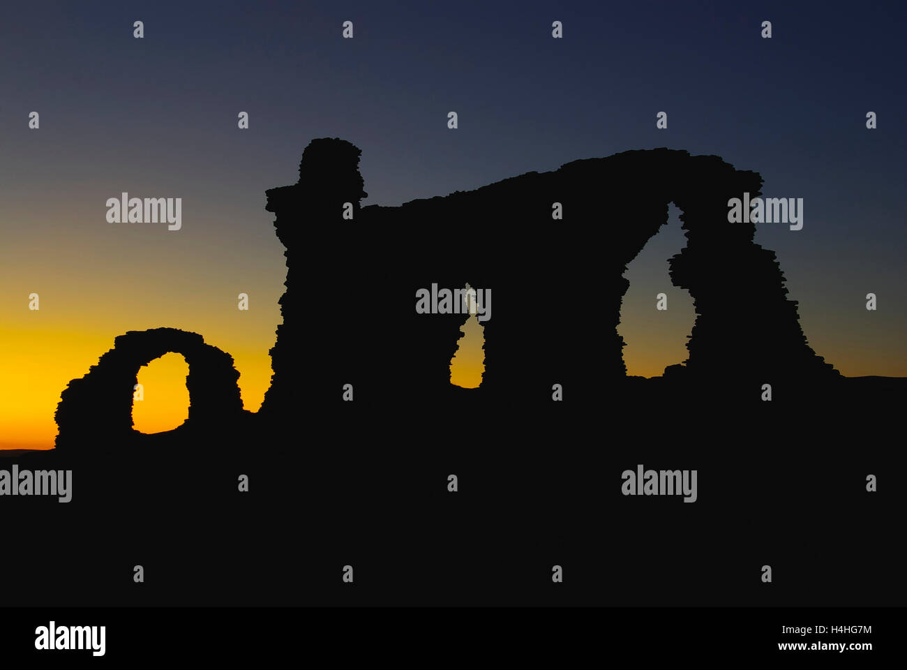 Castell Dinas Bran rovina al tramonto, Foto Stock