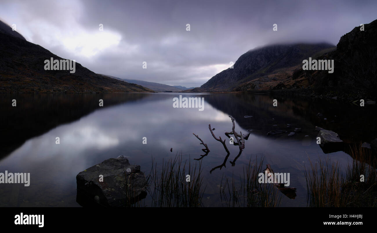 Llyn Ogwen, Valle di Ogwen, Snowdonia, Foto Stock
