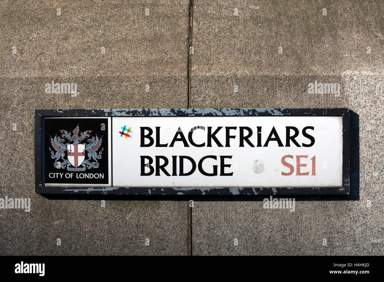 Blackfriars Bridge Road sign, London, Regno Unito Foto Stock