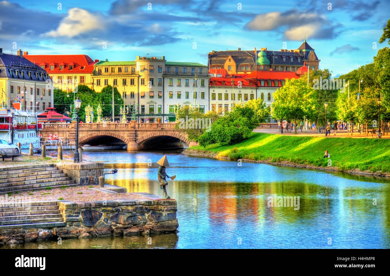 Canale nel centro storico di Göteborg - Svezia Foto Stock