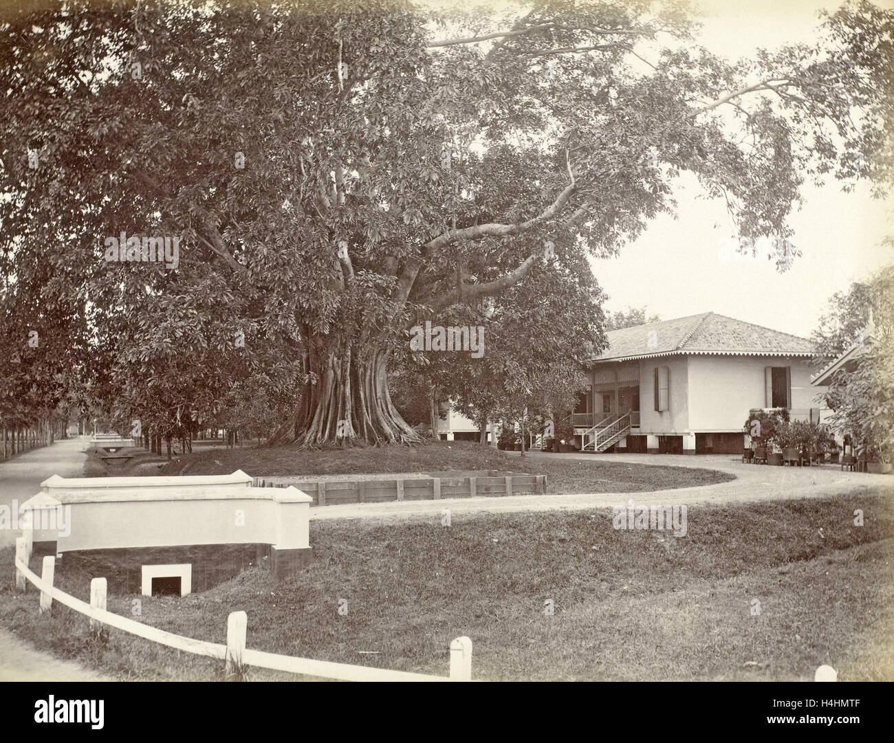 Viale di accesso di una villa in Indie orientali olandesi, anonimo, c. 1895 - c. 1905 Foto Stock