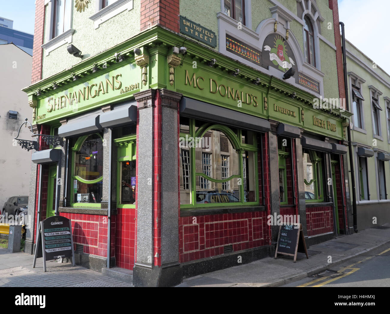 Shenanigans Pub,McDonalds Bistro,Smithfield St,Liverpool, Merseyside, Regno Unito Foto Stock