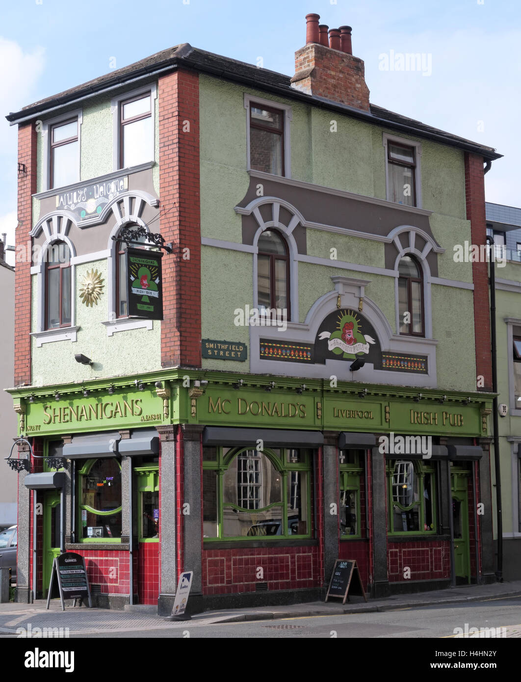 Shenanigans Pub,McDonalds Bistro,Smithfield St,Liverpool, Merseyside, Regno Unito Foto Stock