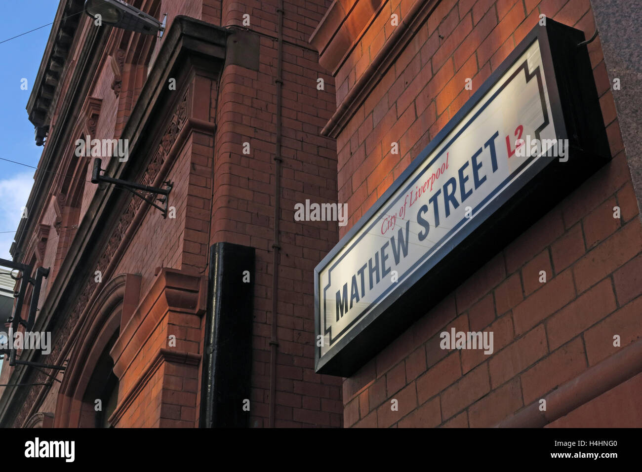 Mathew Street,Beatles Cavern passeggiate, Liverpool, Merseyside,Inghilterra Foto Stock