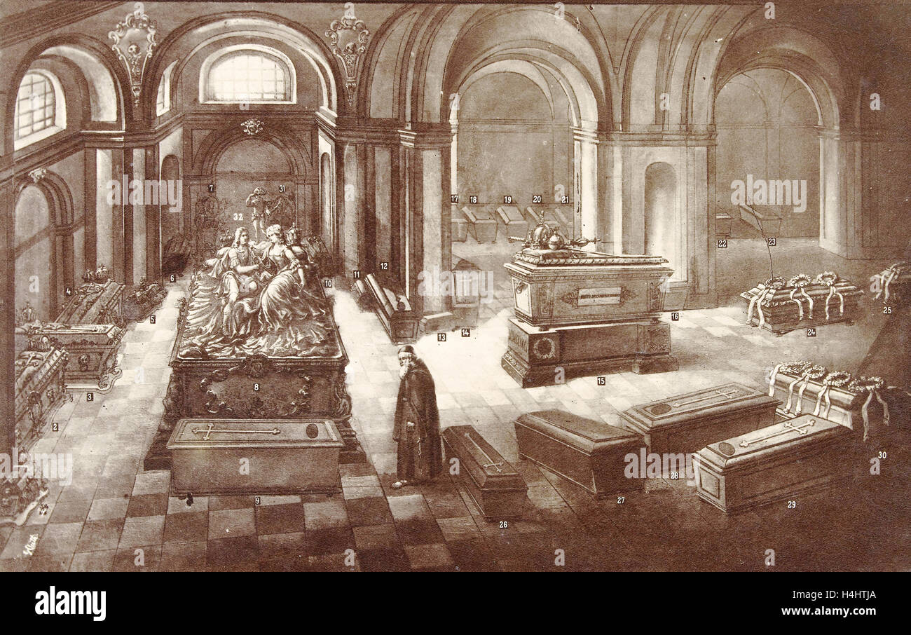 La verniciatura della cripta imperiale sotto la chiesa dei Cappuccini a Vienna Austria, anonimo, 1850 - 1900 Foto Stock