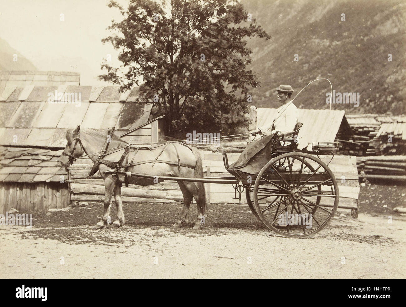 Cavallo e Carrozza in Norvegia, James Valentine, 1880 - 1900 Foto Stock
