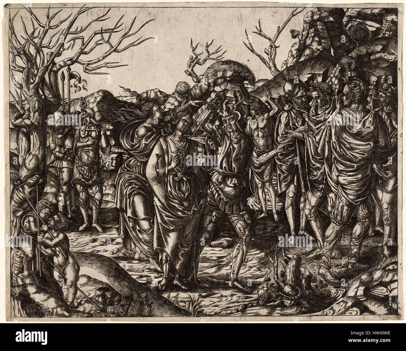 L'italiano del XVI secolo, la morte di Virginia, c. 1500-1510, incisione Foto Stock