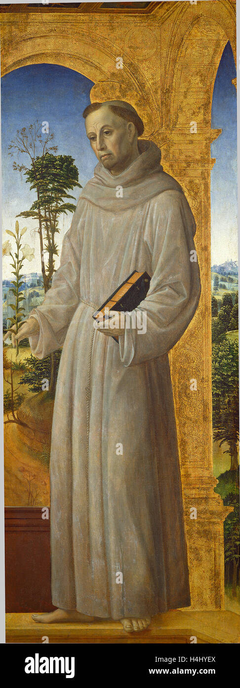 Vincenzo Foppa, Sant'Antonio di Padova, Italiano, c. 1430-1515-1516, c. 1495-1500, olio (?) sul pannello Foto Stock