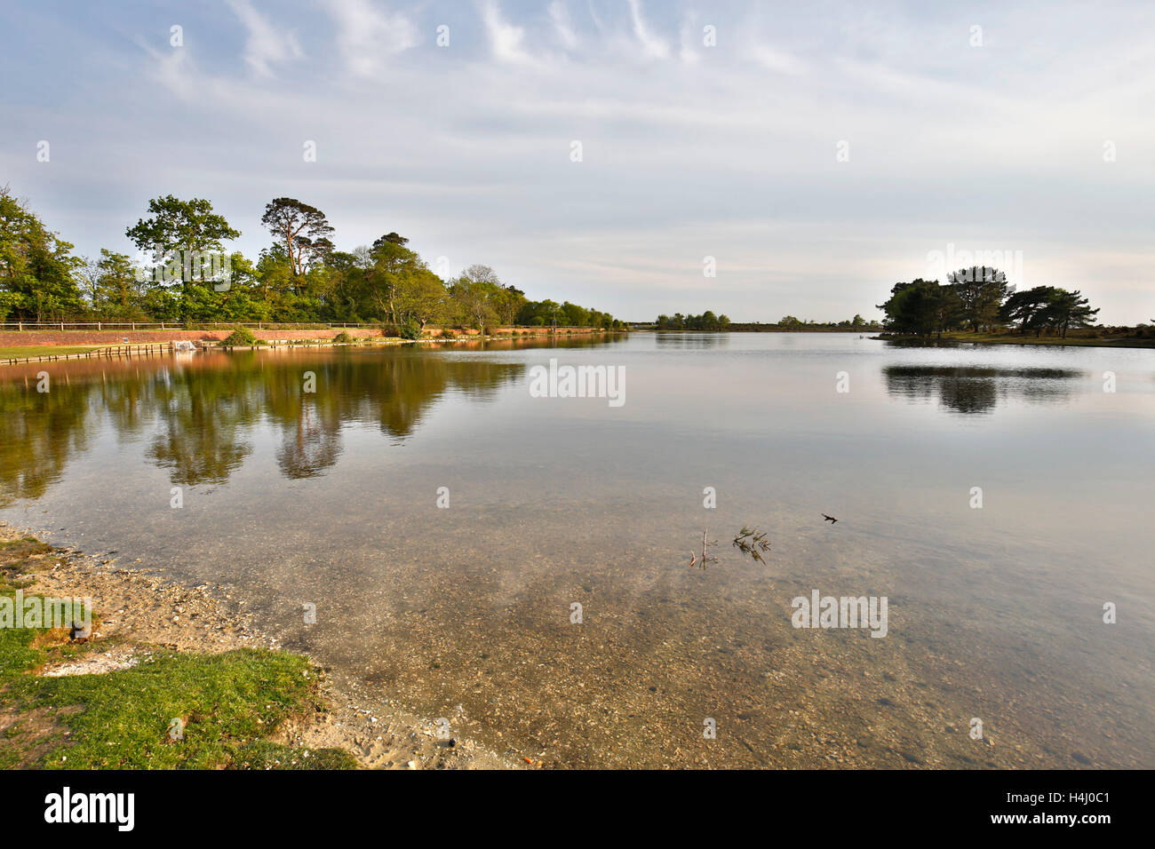 Hatchet laghetto; Beaulieu; Hampshire; Regno Unito Foto Stock