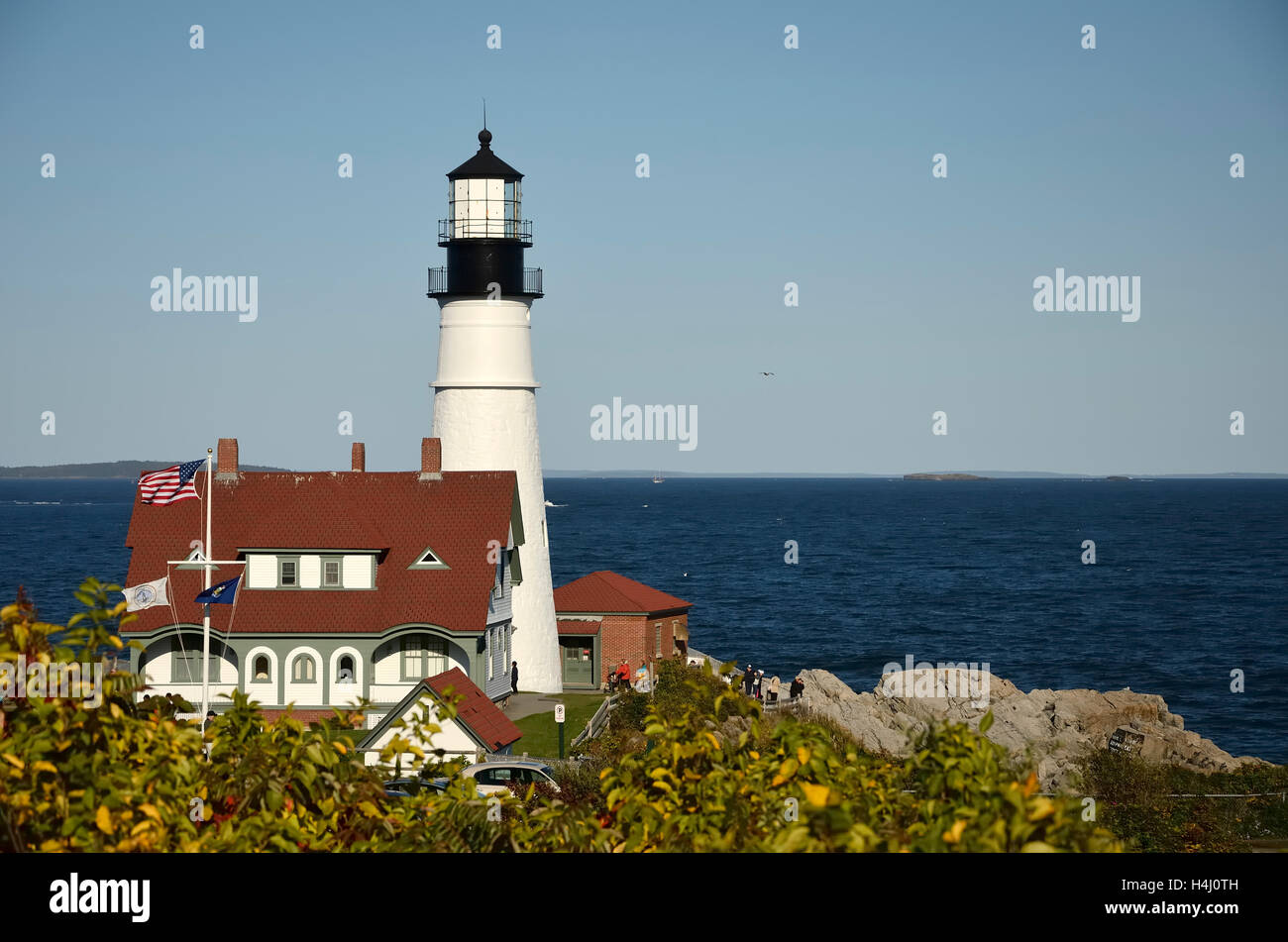 Il Portland Head Lighthouse in Cape Elizabeth, Maine, Stati Uniti d'America. Foto Stock