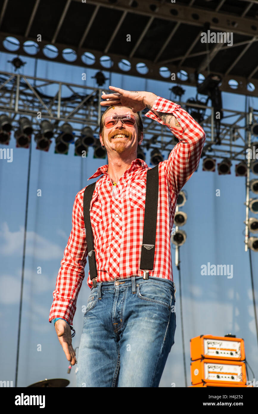 Jesse Hughes di aquile di morte di metallo suona presso il Riot Fest Venerdì, Agosto 29th, 2015, presso il National Western complesso in Denver, CO. Foto Stock