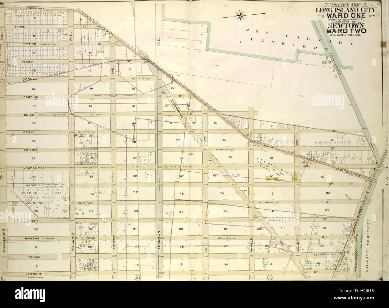 Queens, Vol. 2, doppia piastra pagina n. 5; la parte di Long Island City Ward una parte del vecchio Ward due e parte di Newtown Ward due Foto Stock