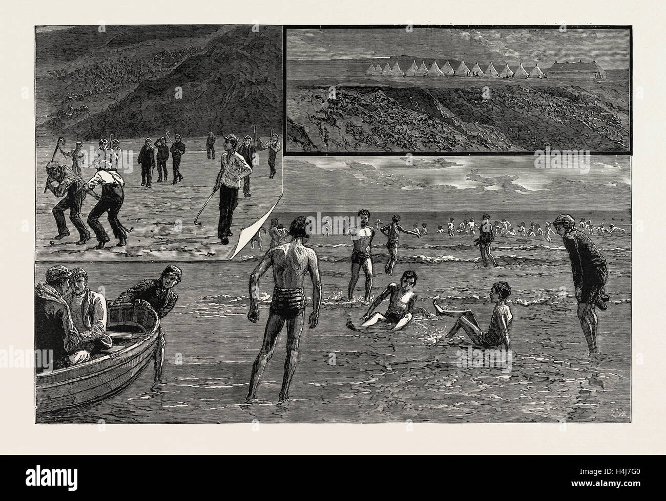 SEASIDE CAMP per ragazzi poveri a Filey, nello Yorkshire, Regno Unito, 1889 Foto Stock