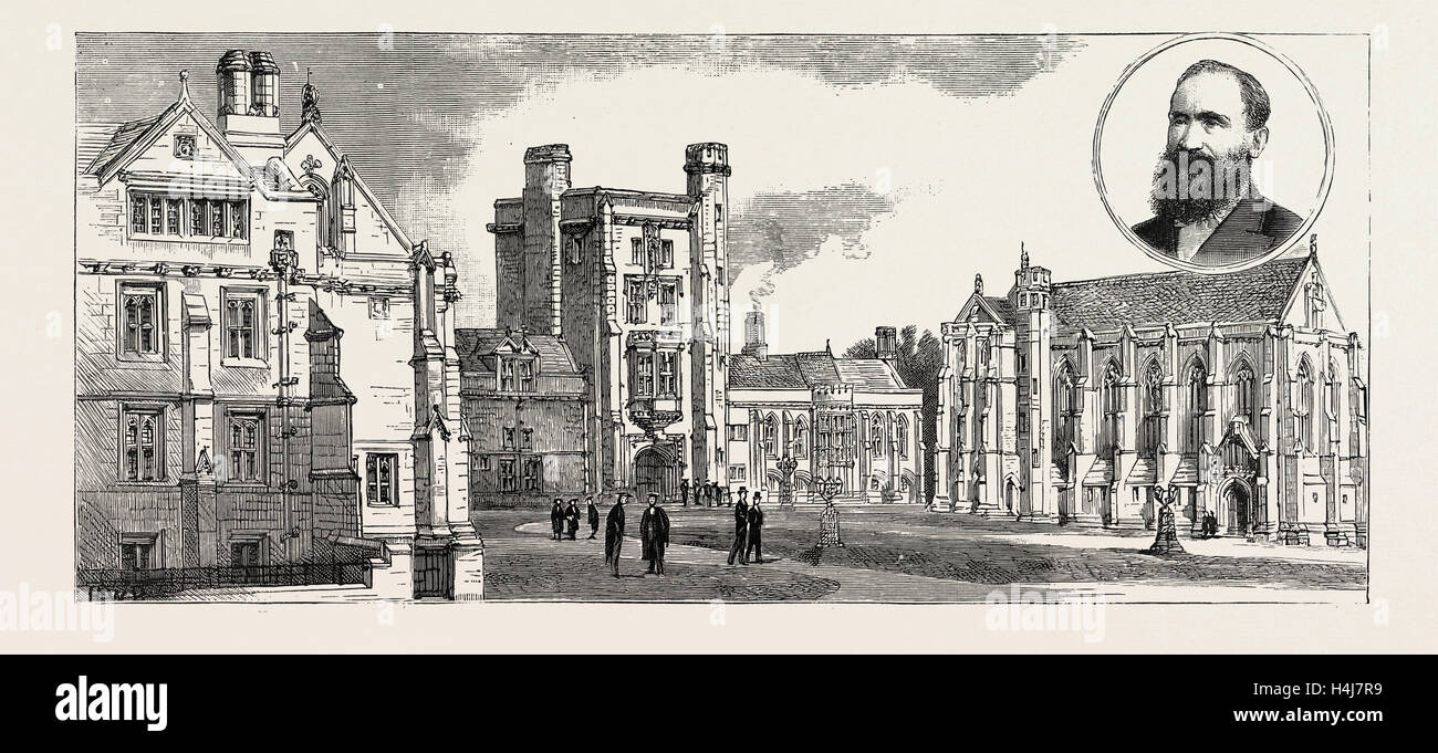 MANSFIELD College, il nuovo anticonformista College di Oxford, UK, 1889. Torre di college e ingresso Foto Stock