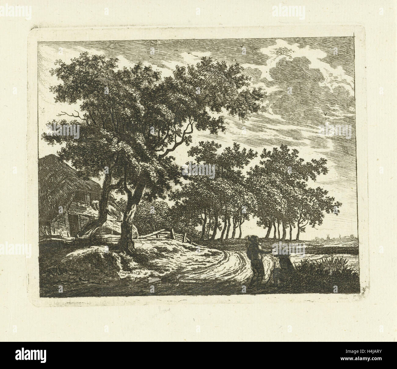 Paesaggio con fattoria sulla strada di campagna, Johannes van Cuylenburgh, 1803 - 1841 Foto Stock