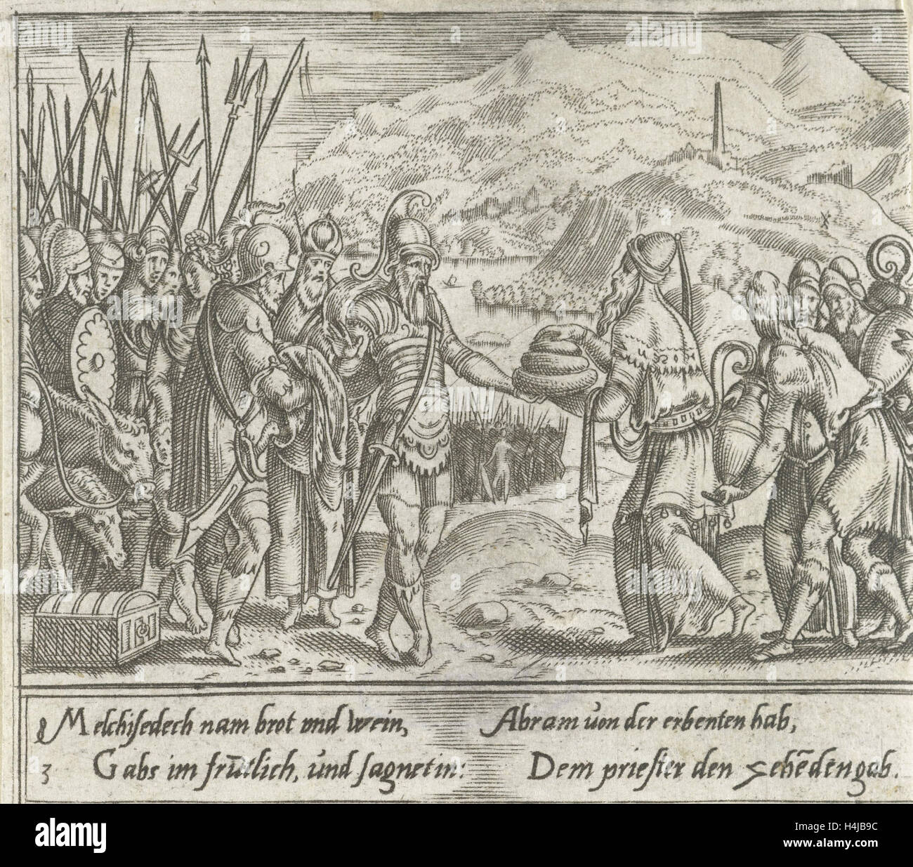 Abramo e Melchisedek, Cornelis Bos, 1555 Foto Stock