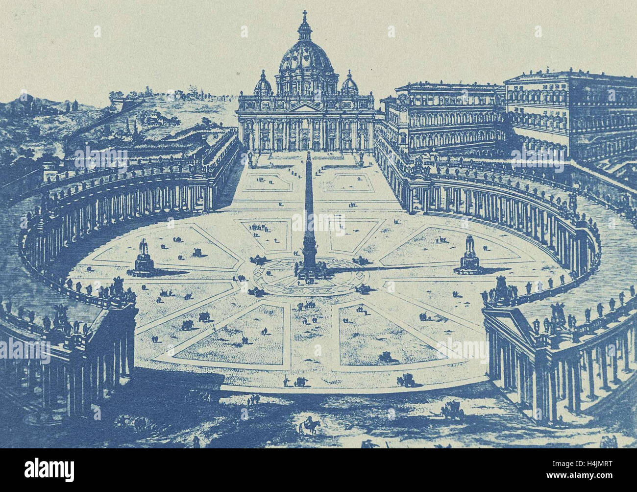 San Pietro e Piazza San Pietro, il Vaticano, Roma, Italia, anonimo, c. 1900 - c. 1925, Cyanotype Foto Stock