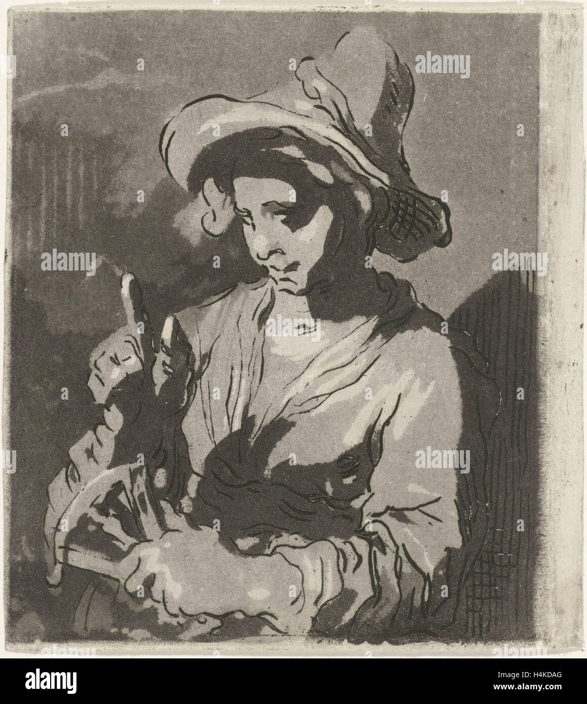 Donna con ventilatore, Hermanus Fock, Abramo Bloemaert, 1781 - 1822 Foto Stock