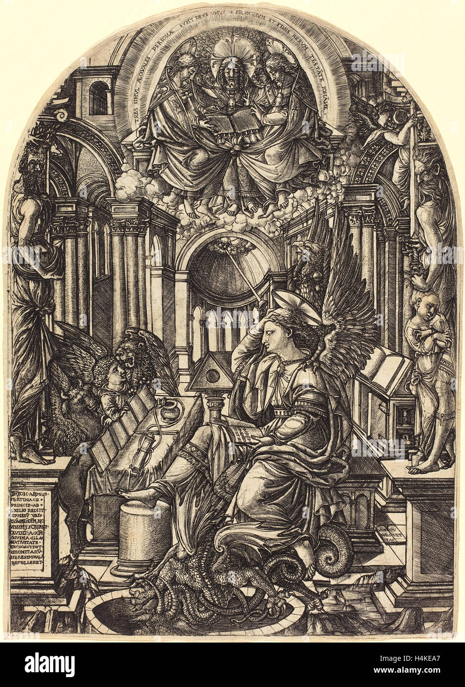 Jean Piumino, francese (1485-c. 1570), l'Apocalisse di San Giovanni Evangelista, c. 1555, incisione Foto Stock