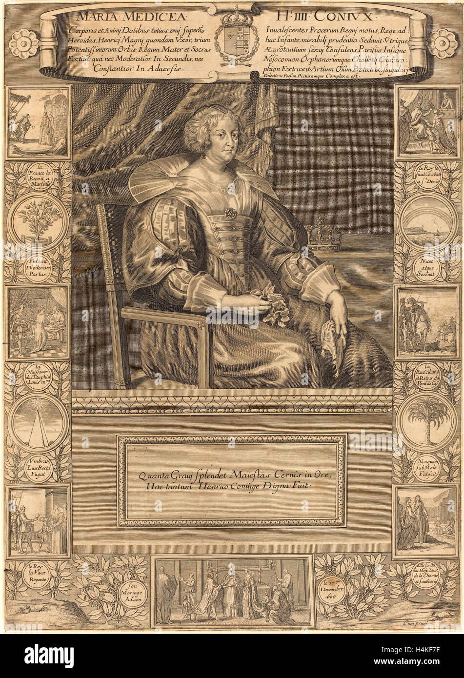 Il francese del XVII secolo, Marie de Medici, incisione Foto Stock