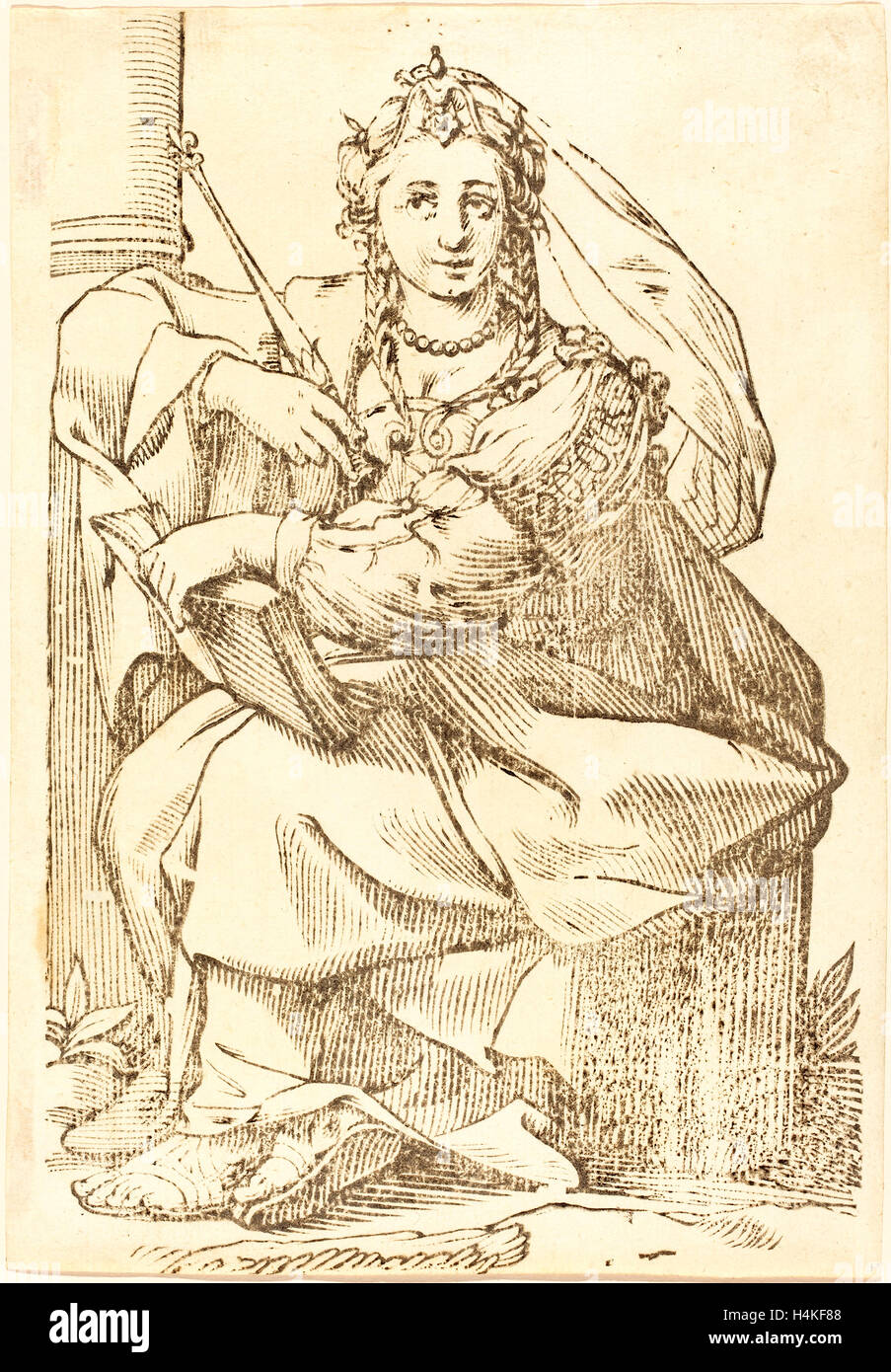 Jacques Stella, francese (1596-1657), Sibylla Frigia, 1625, xilografia Foto Stock