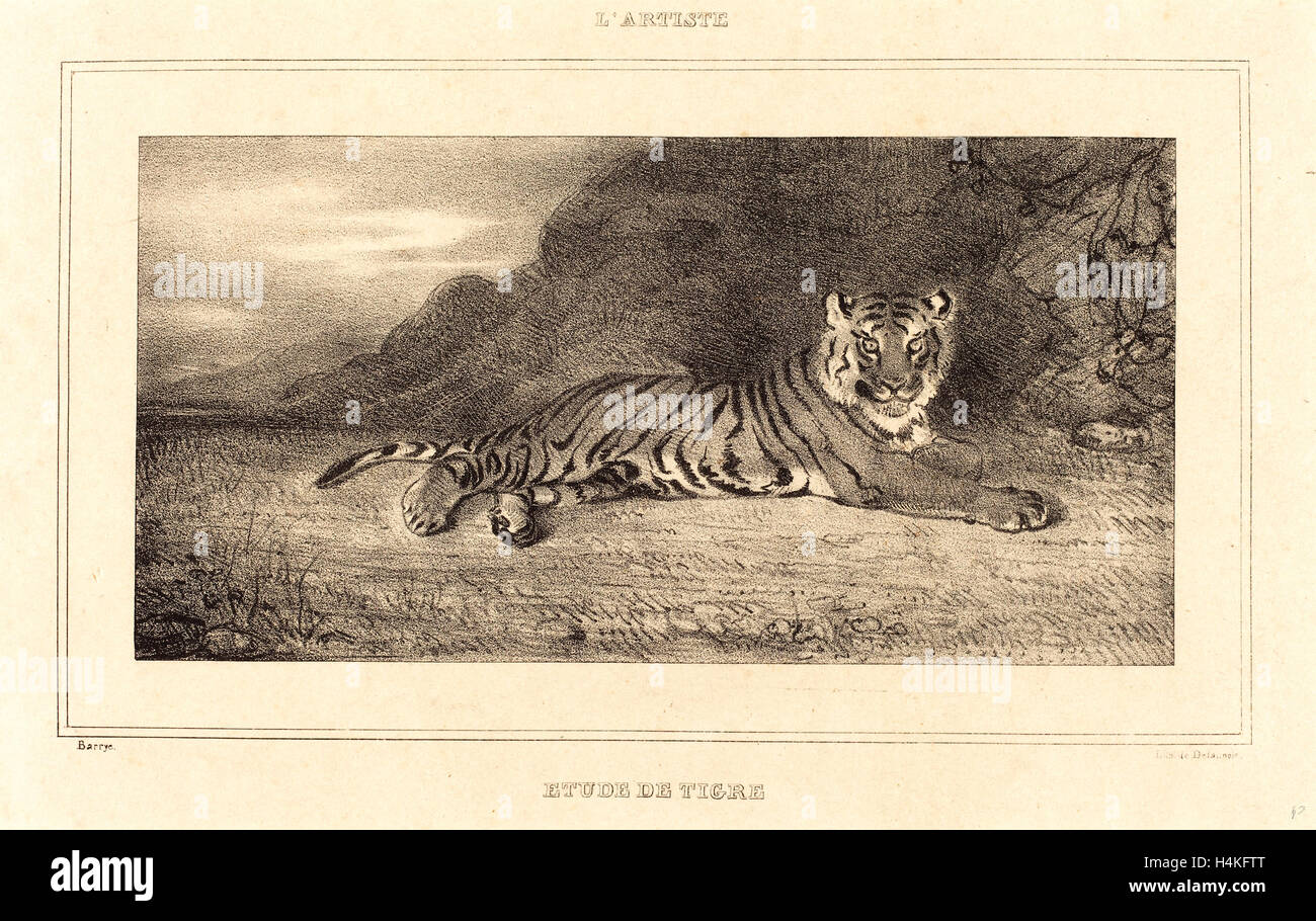 Antoine-Louis Barye, francese (1795-1875), lo studio di una tigre Foto Stock