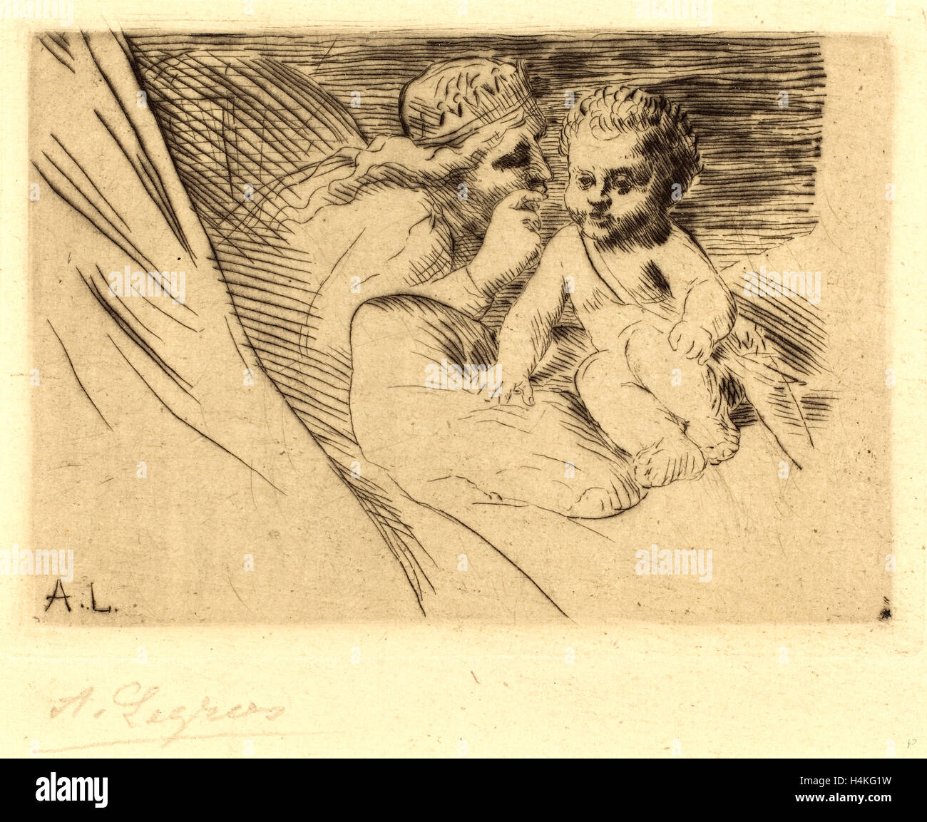 Alphonse Legros, Mab e Cupido (Mab et Cupidon), Francese, 1837-1911, di attacco Foto Stock