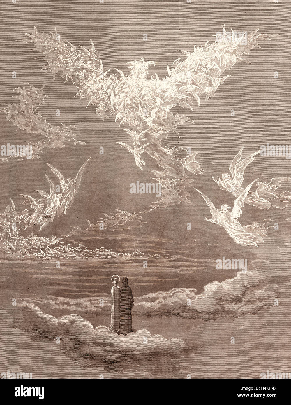 La visione del sesto cielo, da Gustave Doré, 1832 - 1883, francese. Incisione per il Paradiso di Dante, 1870, romanticismo Foto Stock
