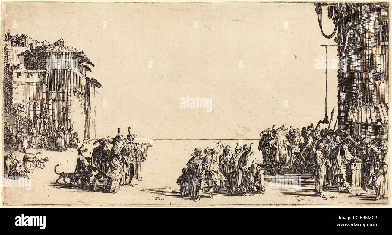 Jacques Callot (francese, 1592 - 1635), il mercato degli schiavi, 1620, attacco Foto Stock