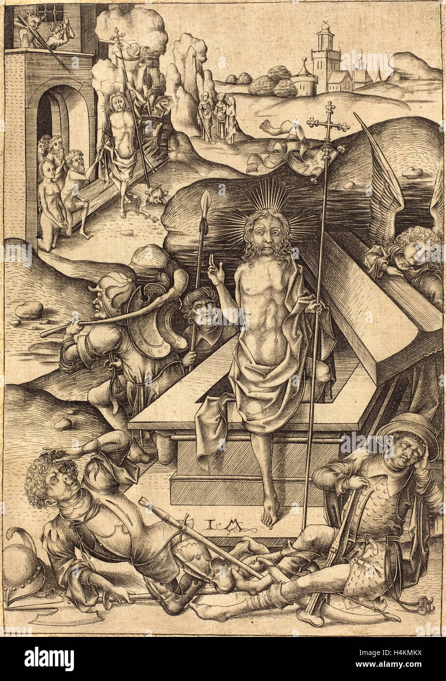 Israhel van Meckenem (tedesco, c. 1445 - 1503), la Risurrezione, c. 1480, incisione Foto Stock